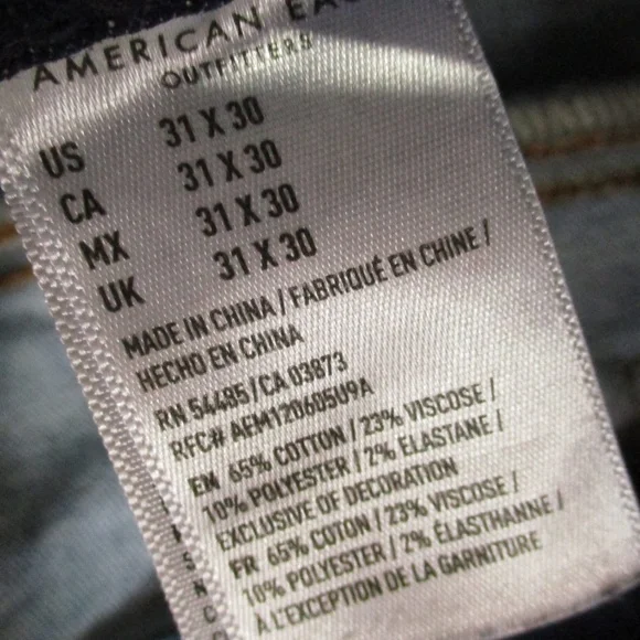 American Eagle Jeans Men's 31x30 Dark Wash Slim‎ Straight Airflex Distress Denim - Picture 9 of 9